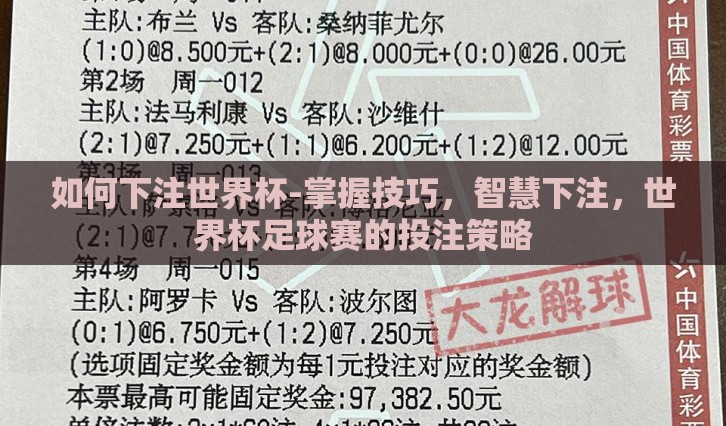 如何下注世界杯-掌握技巧，智慧下注，世界杯足球赛的投注策略