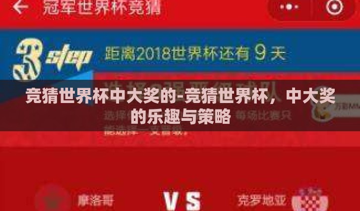 竞猜世界杯中大奖的-竞猜世界杯，中大奖的乐趣与策略