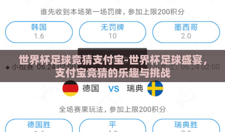 世界杯足球竞猜支付宝-世界杯足球盛宴，支付宝竞猜的乐趣与挑战
