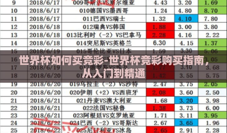 世界杯如何买竞彩-世界杯竞彩购买指南，从入门到精通