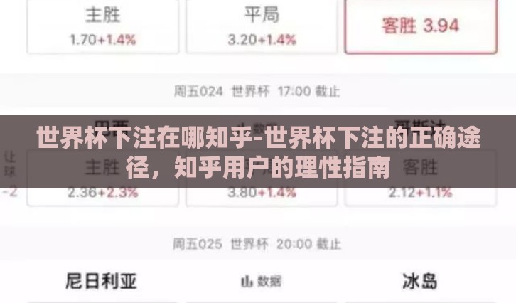 世界杯下注在哪知乎-世界杯下注的正确途径，知乎用户的理性指南