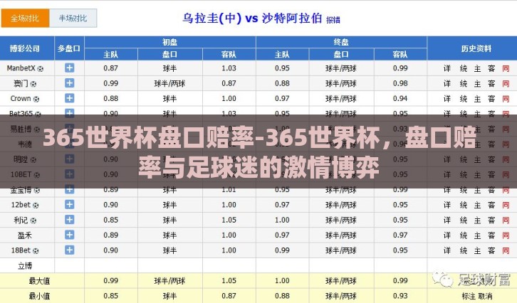 365世界杯盘口赔率-365世界杯，盘口赔率与足球迷的激情博弈