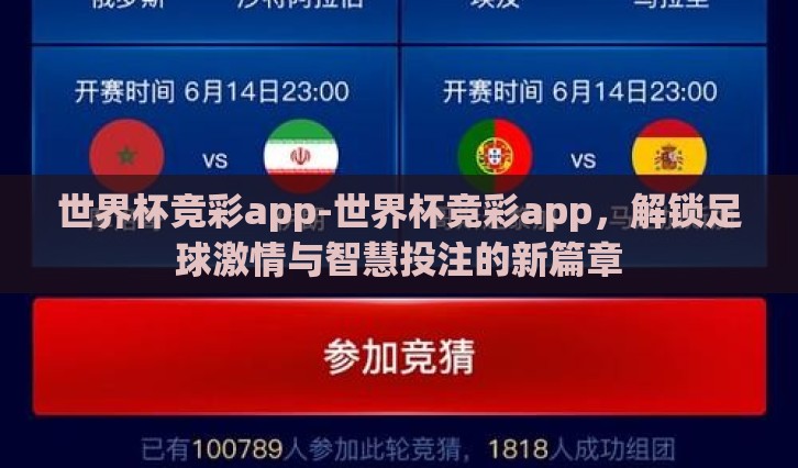 世界杯竞彩app-世界杯竞彩app，解锁足球激情与智慧投注的新篇章